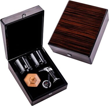 Преміум дерев'яний бокс для віскі з набором для копчення, ліхтарик, тріски, 2 склянки, набір для копчення коктейлів, подарунок для чоловіків, віскі, бурбон, День батька, ідеї подарунків на день народження