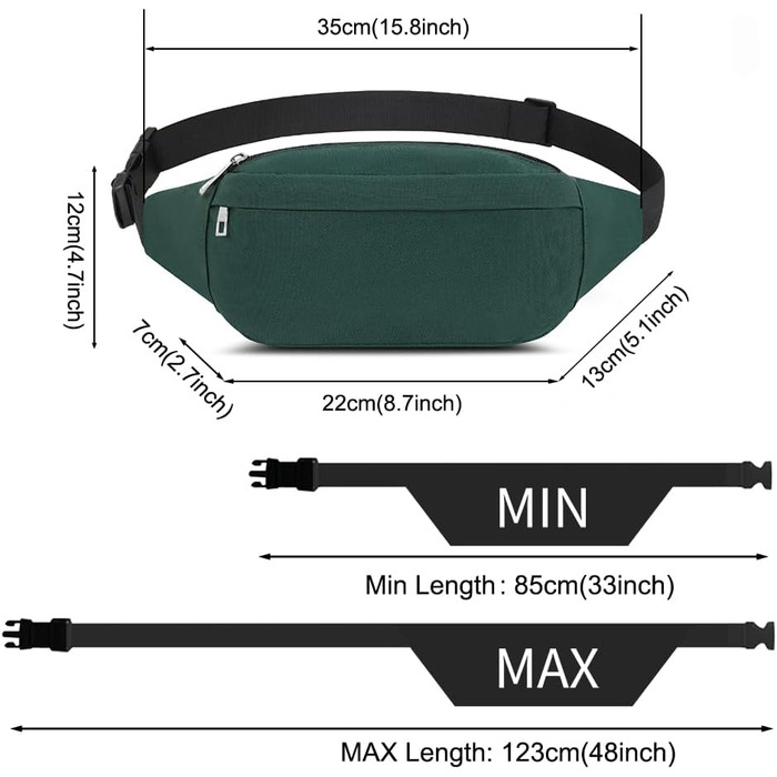 Чоловіча та жіноча поясна сумка на пояс для туризму, фітнесу, їзди на велосипеді, активного відпочинку, подорожей. Сумка на стегно, Doggy Bag, гаманець. Колір: темно-зелений (D1)