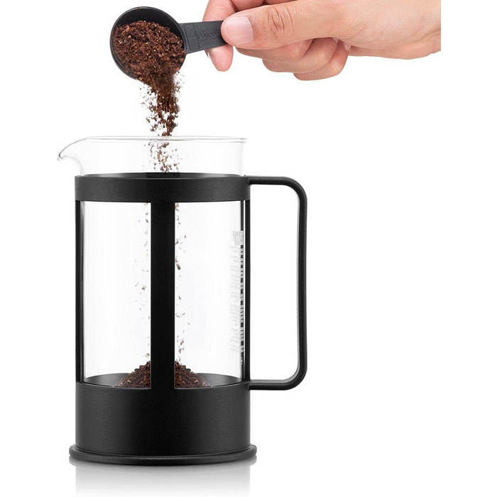 Bodum Kenya Френч-прес для кави - 1л, 8 чашок, з боросилікатного скла та нержавіючої сталі, миється в посудомийній машині, Made in Portugal, чорний