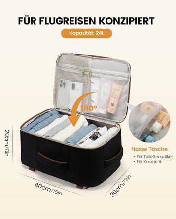 Рюкзак для ручної поклажі Ryanair Lovevook 45x36x20, 32L, Anti-Diebstahl, для жінок та чоловіків, підходить для Eurowings, Wizz Air (40x30x20cm, Чорний+бежевий+каштановий)