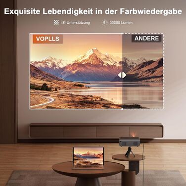 Проектор Mini Beamer 1080P Full HD 600ANSI з автофокусом, корекцією трапеції, WiFi6, Bluetooth, 4K, 50% зум, 360° обертання для дому та мобільного використання