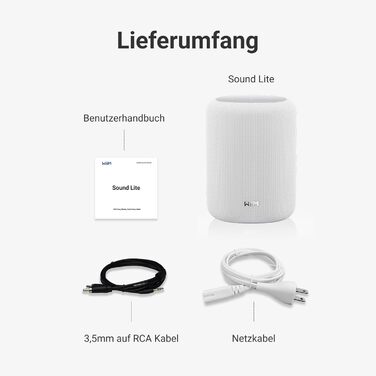 WiiM Sound Lite – Розумна колонка з Alexa, Wi-Fi 6E, Bluetooth 5.3, Hi-Res 24-bit/192kHz, AI RoomFit, 100W, для ПК та TV, Біла