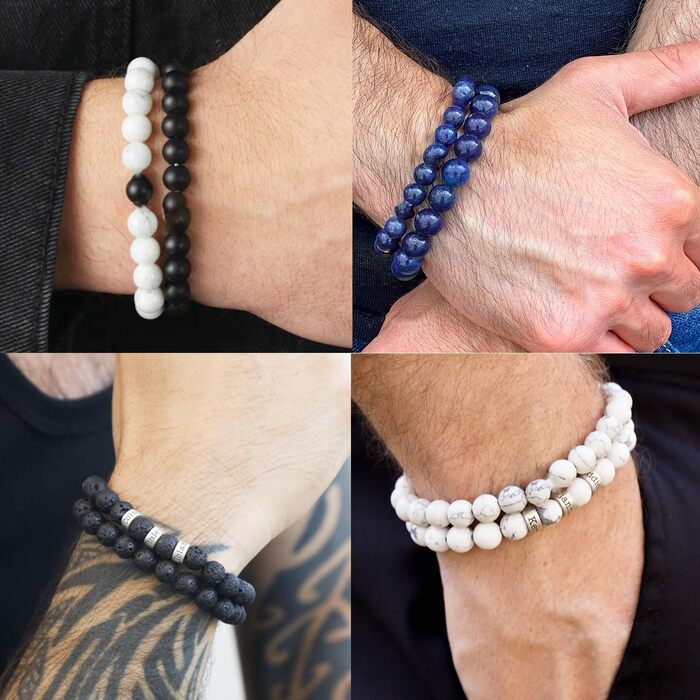 Чоловічий браслет з тигровим оком – еластичний браслет з кристалічних намистин 8 мм (4 кольори: блакитний, сірий, чорний, блакитний)