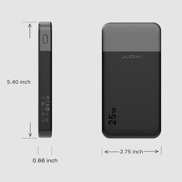 Портативний зарядний акумулятор JUOVI 10000mAh, 35W, 2 USB-C, 1 USB-A, PD 3.0, QC 4.0 (Зелений)