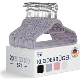 Набір вішалок для одягу Blumtal 20 шт. - Вішалки з оксамитовим покриттям, обертаються на 360°, міцні та неслизькі - Сірого кольору з оксамитовим покриттям