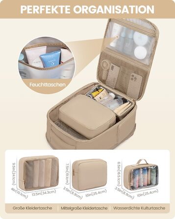 Рюкзак LOVEVOOK для жінок, 40L, ручна поклажа, для подорожей, з відділенням для взуття та ноутбука 17 дюймів, водонепроникний, для бізнес-поїздок та відпочинку, бежевий