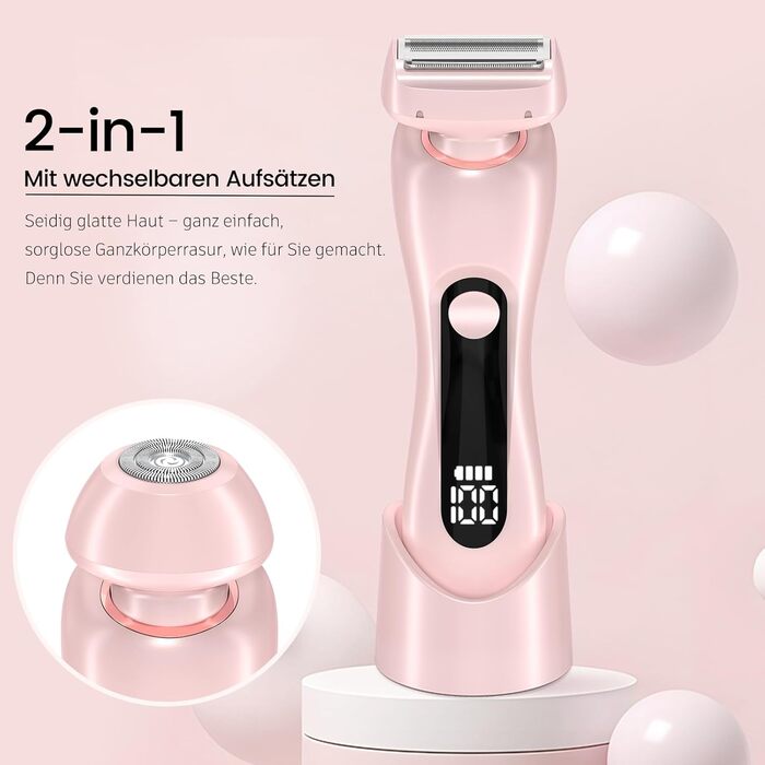 Електричний жіночий триммер Intimrasierer для бікіні, ніг, рук та тіла 2-в-1. Вологостійкий IPX7, USB-C, рожевий