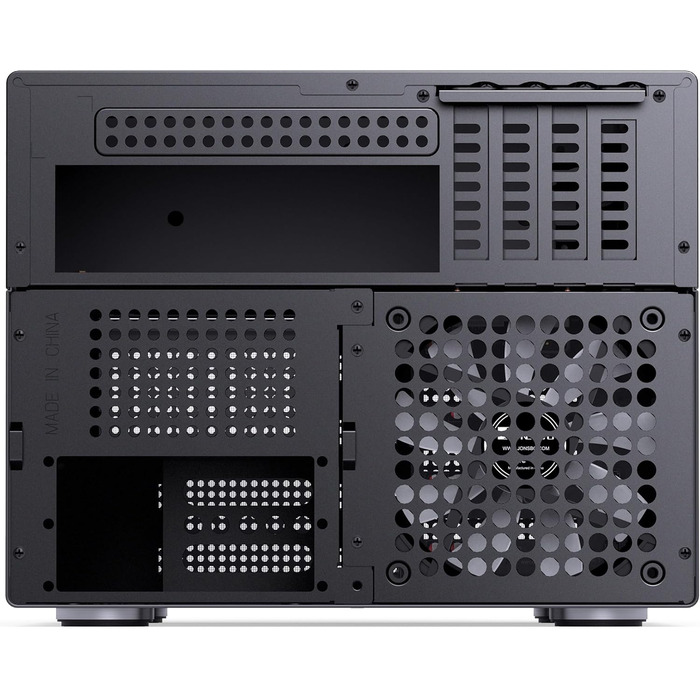 Корпус Jonsbo N4 NAS чорного кольору – компактний Micro-ATX корпус для саморобних NAS, підтримка 6x 3.5' та 2x 2.5' HDD, 4 слоти Low-Profile, USB-C & USB-A, дерев'яний дизайн