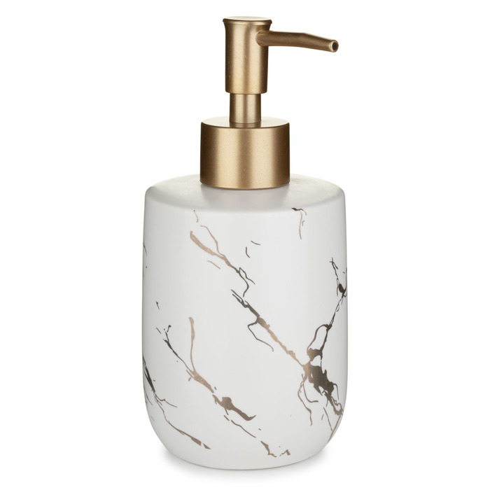 Набір аксесуарів для ванної кімнати (3 предмети), біло-золотий, стиль гламур