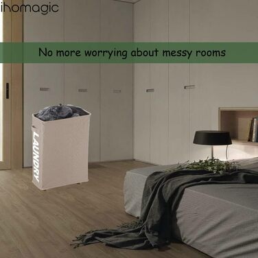 IHOMAGIC 40 л Тонкий кошик для зберігання з ручками, складаний тканинний кошик для білизни на колесах, вузький переносний кошик для брудної білизни, іграшок, рушників, пледів (хакі)