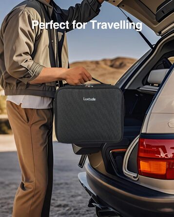 Органайзер для електроніки Luxtude: велика дорожня сумка, подвійний шар, Tech-сумка, органайзер для кабелів, для iPad (до 12,9 дюймів), чорний, XL