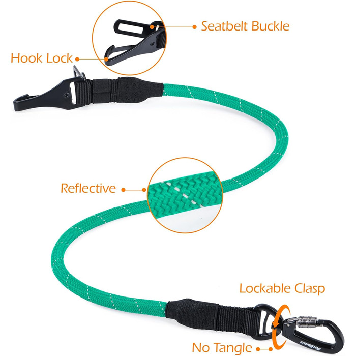 Автомобільний повідок для собак PetBonus: безпечний поводок-смик для собак малого, середнього та великого розміру (Турквіс)