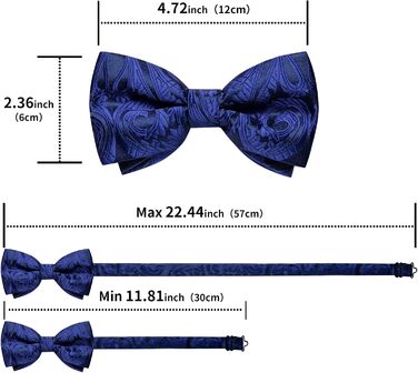 Метелик чоловічий DiBanGu Seide Paisley синій (королівський) з нагрудною хустинкою, шпилькою, запонками, готовий до весілля, вечірки, випускного