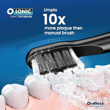 Звукова електрична зубна щітка OSONIC з 8 насадками, 5 режимів, відбілювання за 2 тижні, таймер 2 хв, IPX8, для дорослих та дітей, USB зарядка (біла)