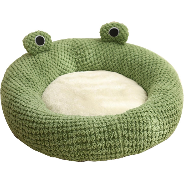 Килимок для кота з капюшоном у вигляді жаби, м'який, круглий, знімний, для зими та осені, антиковзаючий, з підкладкою, милий, мультяшний, теплий