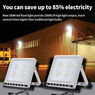 papasbox LED Floodlight Floodlights Spotlights, LED Floodlight Construction Light with Plug Waterproof IP65, 3000K Warm White, Ideal Wall Light Outdoor Lighting for Garden, Garage, Hotel (Cool White, 20W)