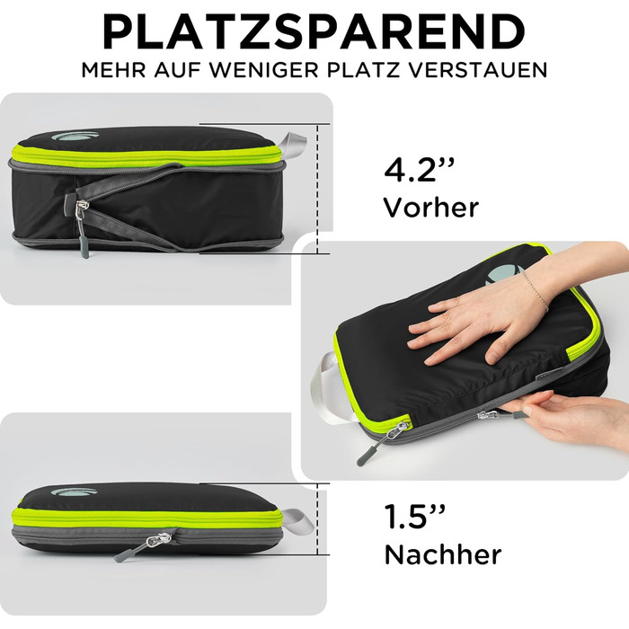 Органайзер для валізи Cipway Kompression Set (8 шт.) - Набір для пакування багажу, чорний