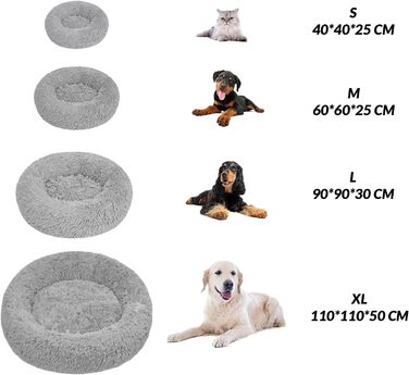 М'яке ліжко для собак та котів великих порід - кругле пухнасте ліжко з високими бортиками - антиковзаюче дно - силіконова наповнювач - комфортне місце для сну - 90 см - зручне та довговічне - бежеве