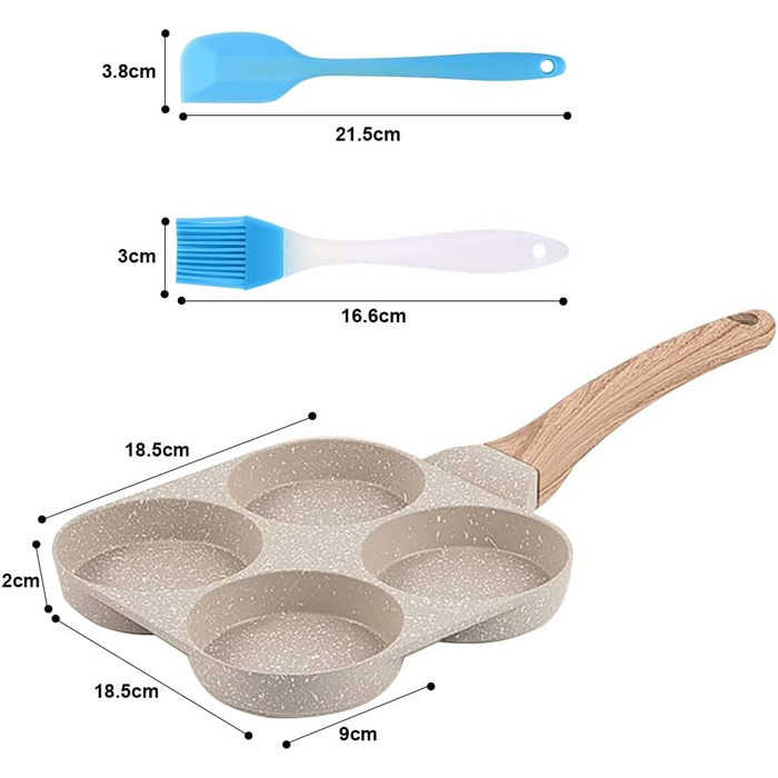 Пательня для млинців та яєць з антипригарним покриттям 4 відділення, для індукції, газу, стейків, гамбургерів