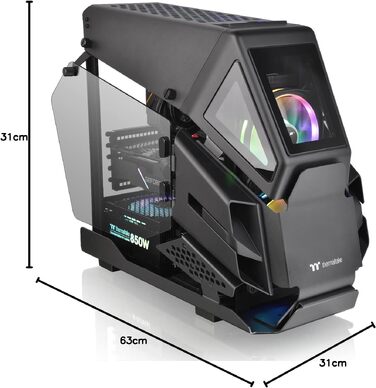 Корпус для ПК Thermaltake AH T200 Black, Micro-ATX, загартоване скло 3мм, Helikopter-дизайн, чорний