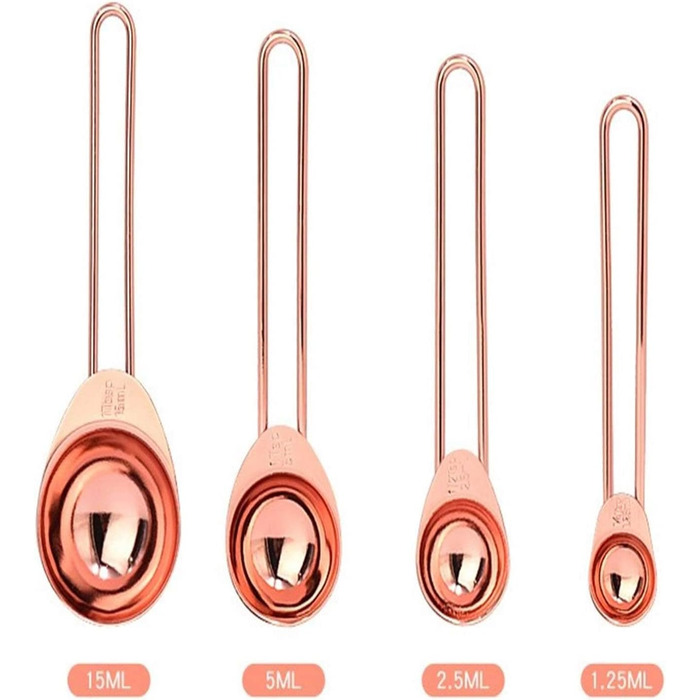 Measuring spoons, measuring cups, measuring spoon set, cake measuring cup, baking tools, buckle, measuring cups, measuring spoon set, rose gold (rose gold, measuring cups set of 4) (rose gold measuring spoons set of 4)