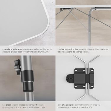 Складний алюмінієвий стіл Tectake для кемпінгу, саду, тераси, балкону (80x60x68 см, модель 402173)