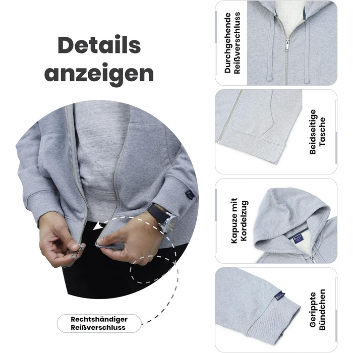Зіп-худі SoftSpun унісекс, 100% бавовна, колір Heather Grey, розмір S