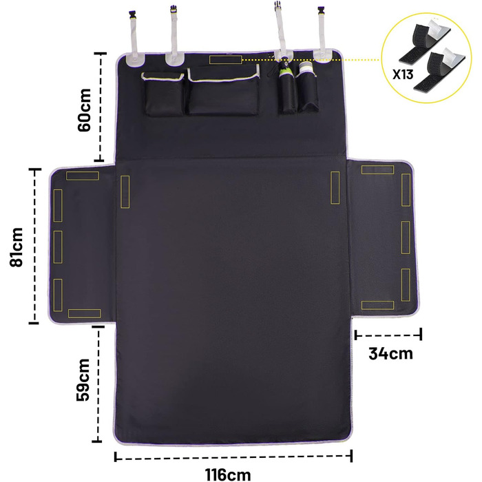 Захист для багажника автомобіля для собак, SUV, чорний килимок з захистом боків та бампера, водовідштовхувальний, універсальний, 205x115 см