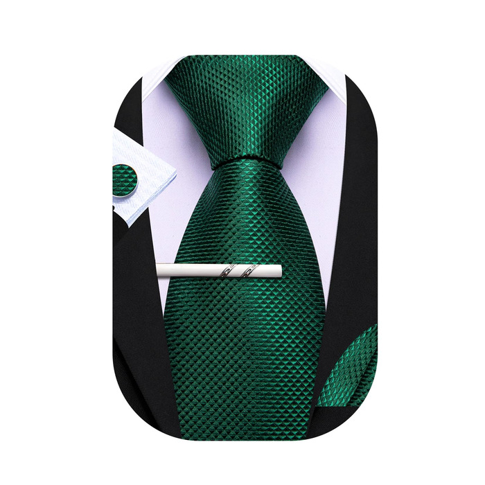 Костюмний аксесуар Barry.Wang: краватка, кишеньковий хустинка та запонки (Solid Green)
