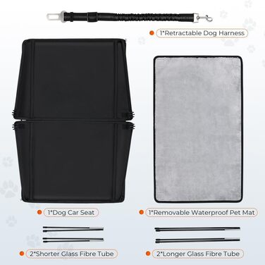 KYG Dog Car Seat - Extra Stable, Waterproof, Non-Slip - Reinforced Dog Seat for Medium & Large Dogs - L: 70x55x36cm
