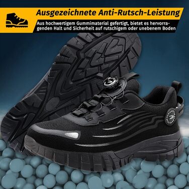 Робочі черевики Werkstein S3 Explorer 3.0: чоловічі та жіночі, з металевим підноском, дихаючі, легкі, спортивного стилю, чорні
