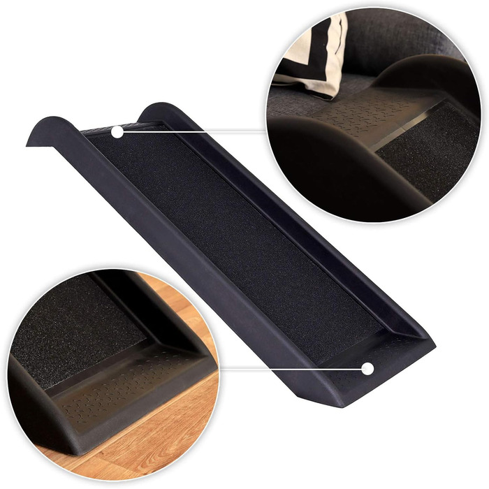 Рампа для собак Lionto до 90 кг, чорна, 100x38 см. Міцна, з антиковзким покриттям, для завантаження в багажник, щадить суглоби.