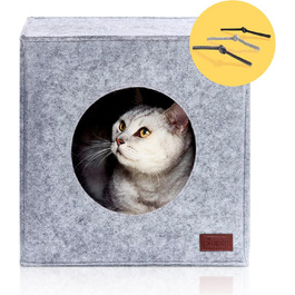 Кішка Будиночок-Печера PiuPet® з подушкою | Підходить до стелажів IKEA® Kallax та Expedit | Сірий | 33x33x37 см