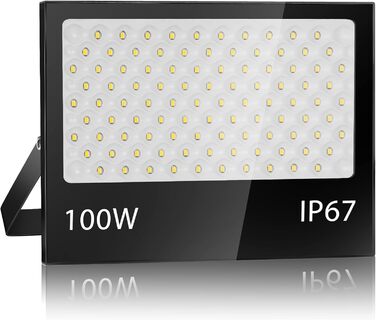 200W LED Floodlight Outdoor, 20000LM LED Spotlight, 7000K Cool White Spotlight, IP67 Waterproof Floodlight, for Backyard, Courtyards, Garage, Hallway, Garden (100W-1PC)