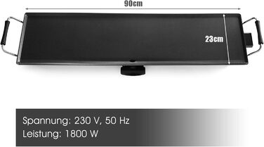 GOPLUS Electric Grill 1800W, Teppanyaki Grill Plate with Non-Stick Coating, Table Grill including Adjustable Thermostat and Removable Grease Tray, Large Grilling Surface for BBQ/Party, 90 x 23 cm