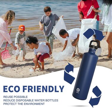 2L Stainless Steel Water Bottle | 2 Liter Single-Wall Water Canteen | Eco-Friendly Reusable Bottle | Plastic-Free and Leak-Proof Metal Water Bottle | 2l Eco Drinking Bottle, Green (Dark Blue)