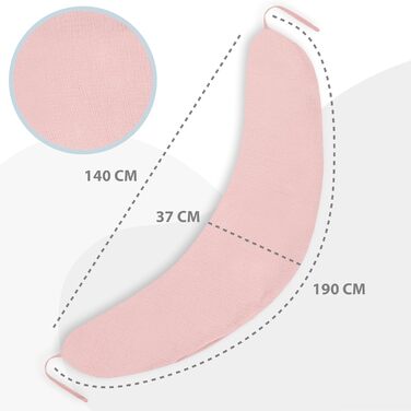 Подушка для вагітних Totsy Baby XXL 190 см - подушка для сну на боці, підтримка тіла, муслінова наволочка, Oeko-Tex, пудрово-рожевий колір