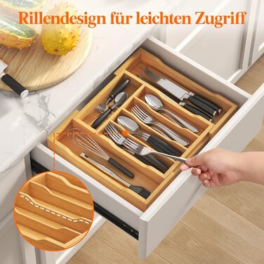 Органайзер для столових приборів Lifewit для шухляд 43 см, дерев'яний, для кухні (24-40 см)