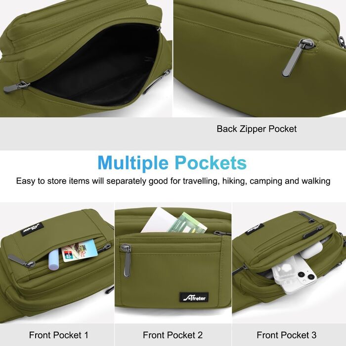 Гірчатка на пояс для жінок та чоловіків, водовідштовхуюча, з тримачем для пляшки, універсальна, для піших прогулянок, прогулянок з собакою, активного відпочинку (зелена)