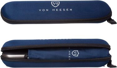 Вітростійкий парасолька VON HEESEN: до 140 км/год, з чохлом та екіпіровочним футляром, автоматичне відкриття/закриття, компактний, легкий, тефлонове покриття, синій