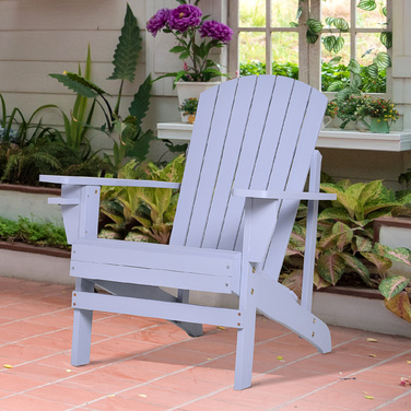 Крісло Adirondack Outsunny з підстаканником, масивне дерево, сіре, шезлонг для балкона, 72,5 x 97 x 93 см
