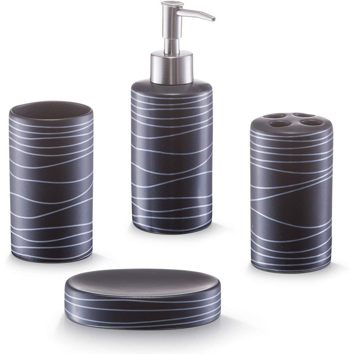 Набір аксесуарів Zeller 18252, 4 шт., кераміка, чорний, 42 x 21 x 41 см