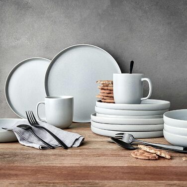 Набір посуду BUTLERS Atlantis для 4 осіб (12 предметів) | Тарілки, миски, чашки | Кераміка, сірий колір, стиль бохо, безпечно для мікрохвильовки та посудомийної машини