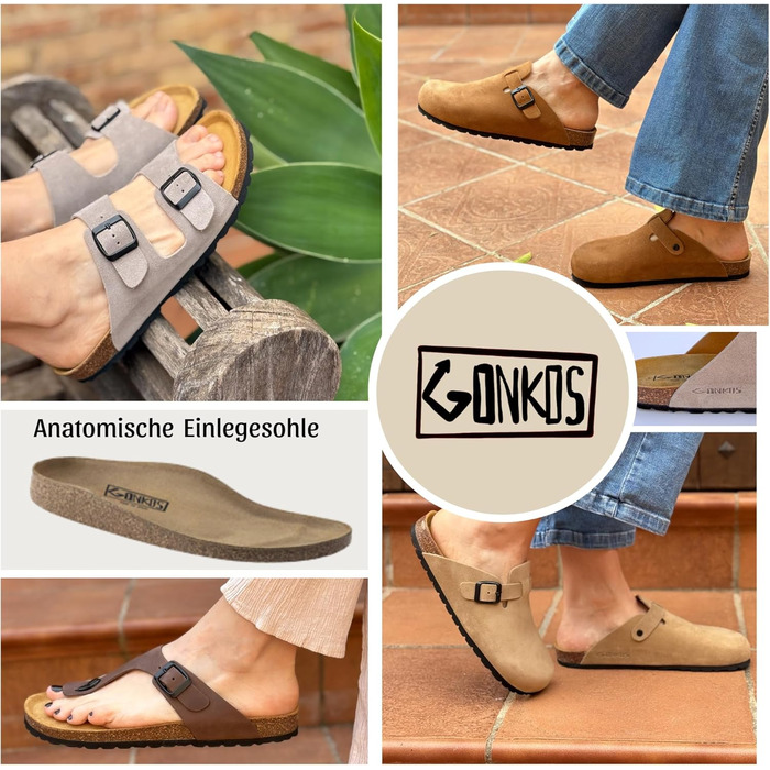Сндалі шкіряні Ledersandalen анатомічні з корковою устілкою, тауп (Taupe), 41 EU, Іспанія
