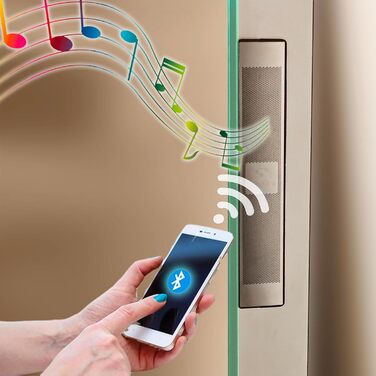 LED дзеркало для ванної кімнати з підсвічуванням 80x60 см: Bluetooth, годинник, 3 кольори світла, сенсорне регулювання, проти запотівання, збільшення, для ванної, туалету, коридору