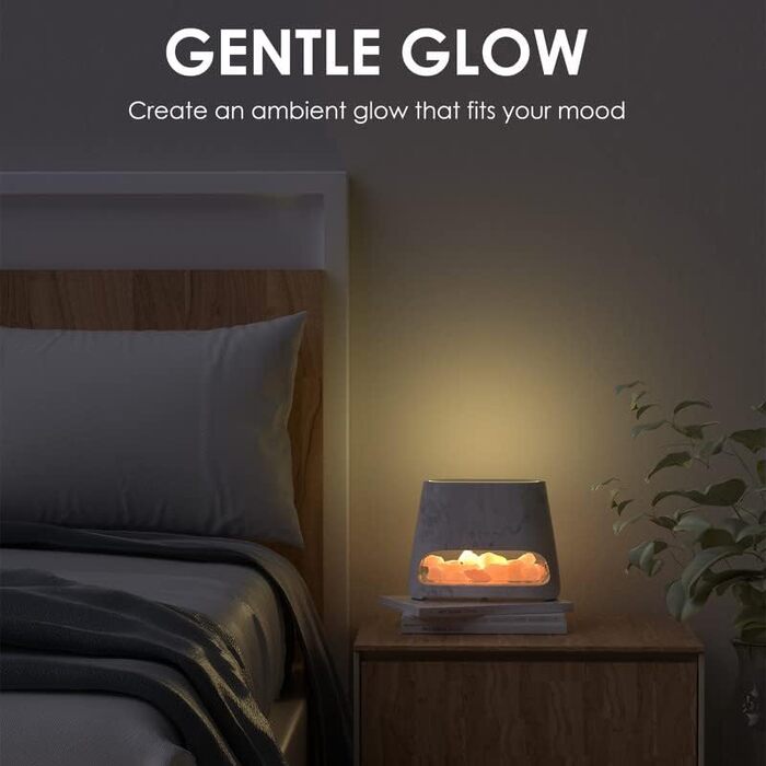 SALKING Аромадифузор з підсвічуванням та ефектом полум'я, 150 мл (Мрамор), зволожувач повітря, для ефірних олій