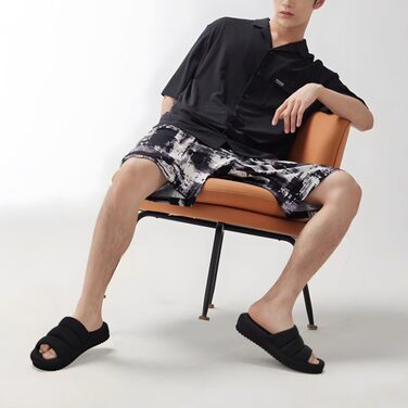 Чоловічі домашні тапочки KuaiLu, модна стежка, тканинні сандалії, комфортні, з піною пам'яті, для дому та вулиці, чорні, 44 EU