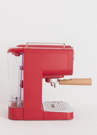 CREATE / THERA MATT RETRO /Espresso Machine Cream White Matt and Wood /Semi-Automatic, with a 15 bar pressure pump and 1100W, 1.25L water tank, for ground coffee, 55 mm. ESE pods (Rot Matt - Wood)
