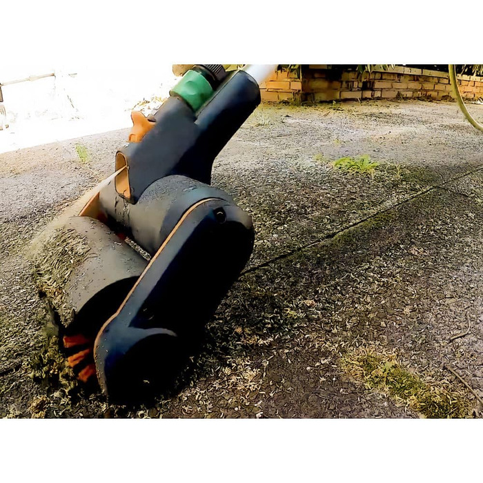 WORX WG441E.9 20V Cordless Multi-Brush - multifunctional surface brush for cleaning stone & wood surfaces & removing weeds - integrated water connection - PowerShare compatible - without battery & charger (steel wire brush for patio joint cleaning/weed removal)