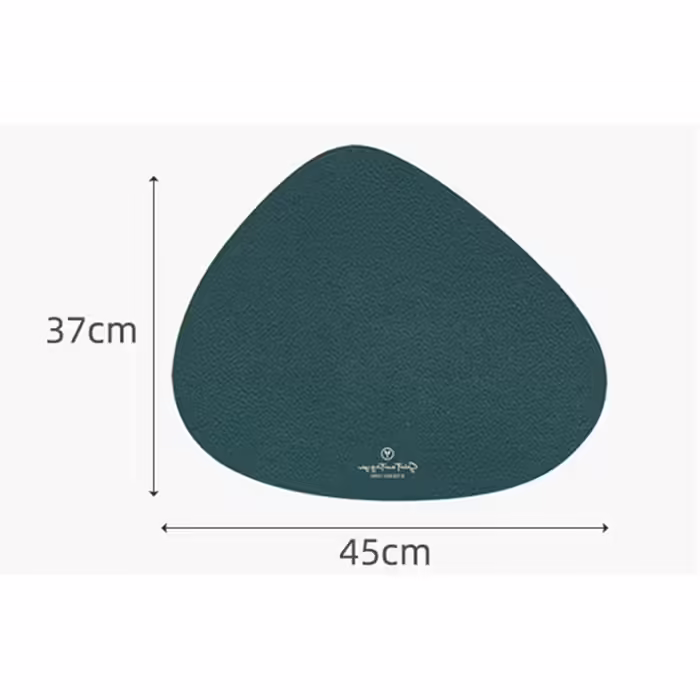 Set of 4/Set of 6 Placemats and Coasters, Triangle Oval Leather Table Sets, Water Drop Design, Wipeable Table Mat, Waterproof, Oil-Resistant, Non-Slip, Heat-Resistant Placemats (Gray, 6-Piece)